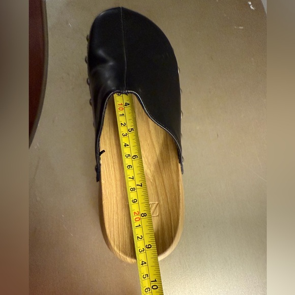 NWOT  NEW ZARA WOMEN WOODEN STUDDED BLACK LEATHER CLOGS MULE SLIPPERS SIZE 37 - Picture 15 of 16